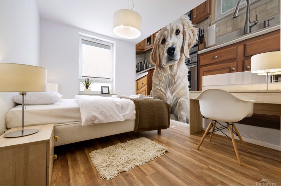 Golden Retriever Puppys Kitchen Discovery Impression murale