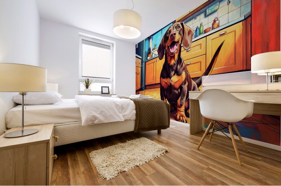 Happy Dachshund Puppy After Getting Delicious Treat Impression murale