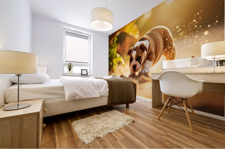 Bulldog Puppy Discovers Sandy Adventure Mural print