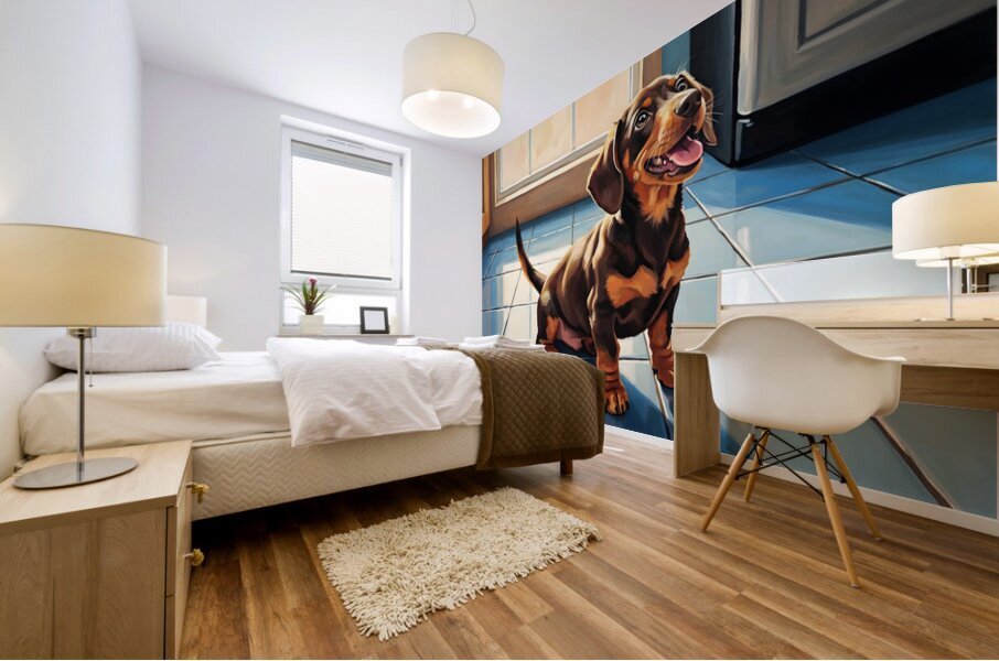 Dachshund Puppy Waiting For Special Treat Mural print