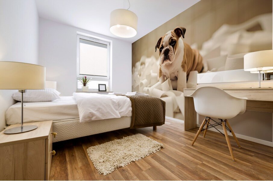 Bulldog Puppys Toilet Paper Trouble Begins Impression murale