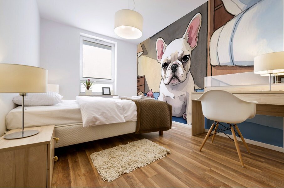 French Bulldog Puppy Getting Sleepy At Bedtime Impression murale