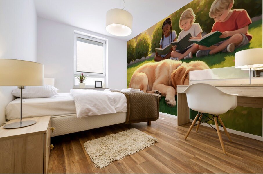 Golden Retriever Puppy Naps After Fun Day Playing Mural print