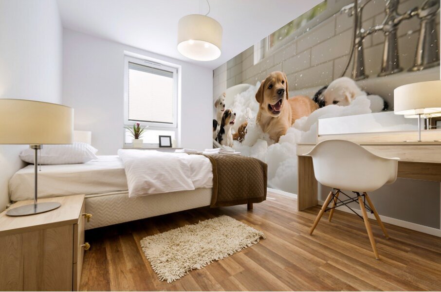 Labrador Puppys First Bath Time Adventure Mural print