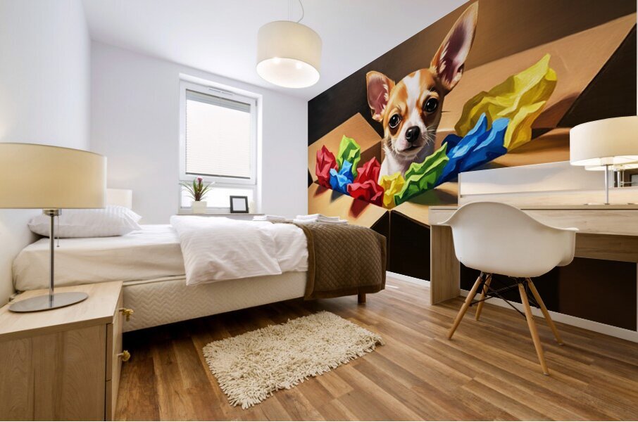 Chihuahua Puppy Naps After Christmas Present Adventure Mural print