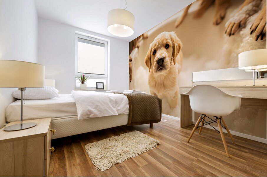 Peaceful Labrador Puppy Enjoying Calm Bath Time Impression murale