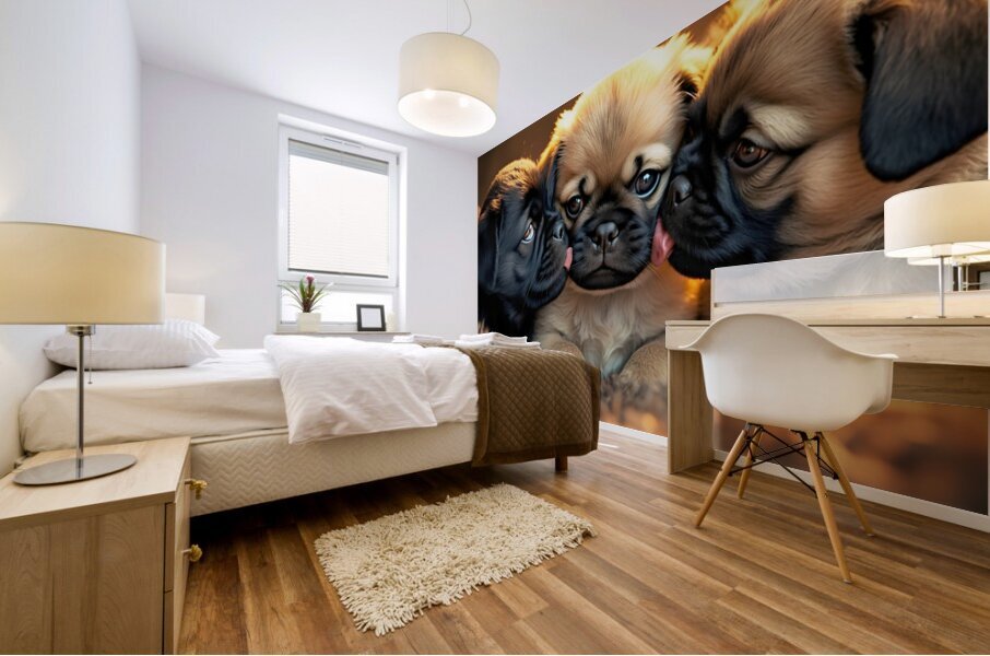 Pug Puppy Rests After Exciting Play Session Impression murale