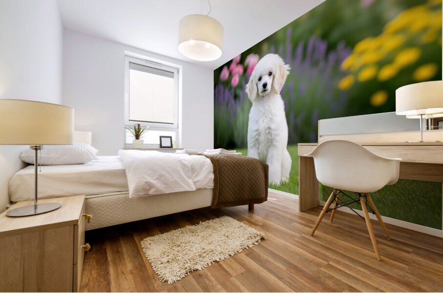 Proud Poodle Puppy Masters Stay Command Impression murale