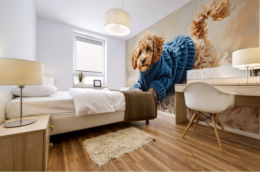 Poodle Puppys Sweater Adventure Begins Mural print