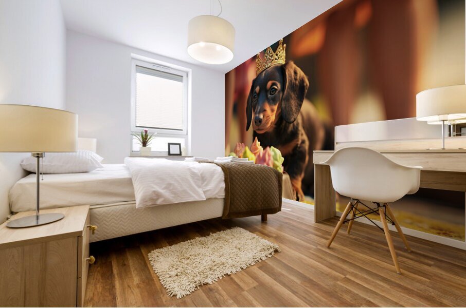 Tired Birthday Puppy Rests After Party Fun Impression murale