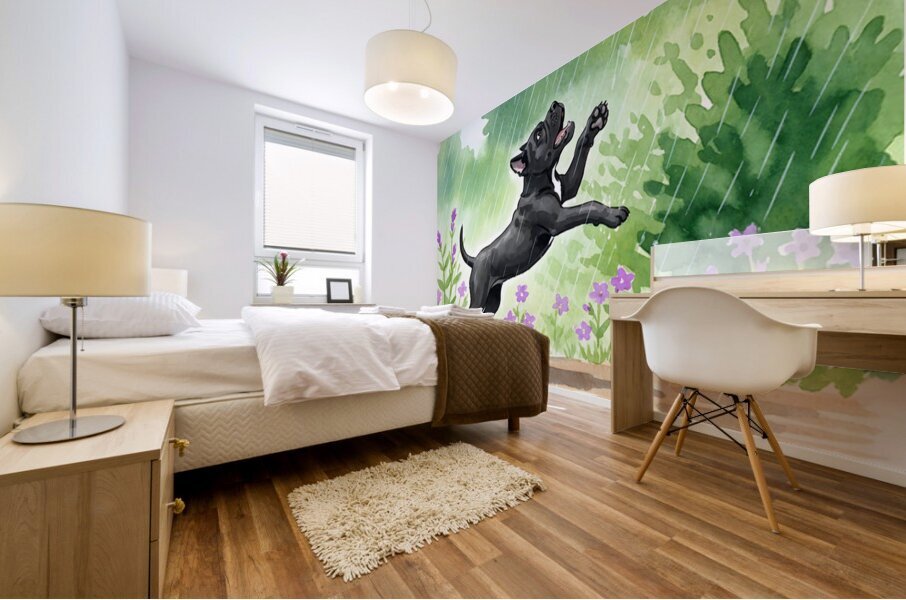 Cane Corso Puppy Discovers Rain In The Garden Mural print
