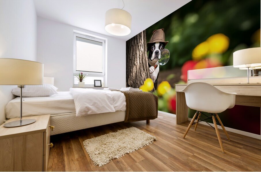 Detective Puppy Solves Case And Finds New Garden Friend Impression murale