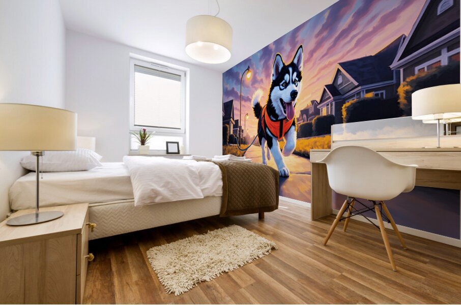 Husky Puppy Ready For Evening Adventure Mural print