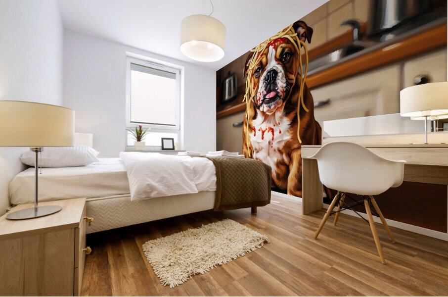 Happy Puppy After Finishing Spaghetti Adventure Mural print