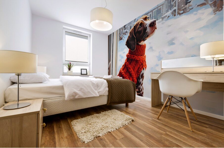 German Shorthaired Pointer Puppy Gets Winter Sweater Impression murale