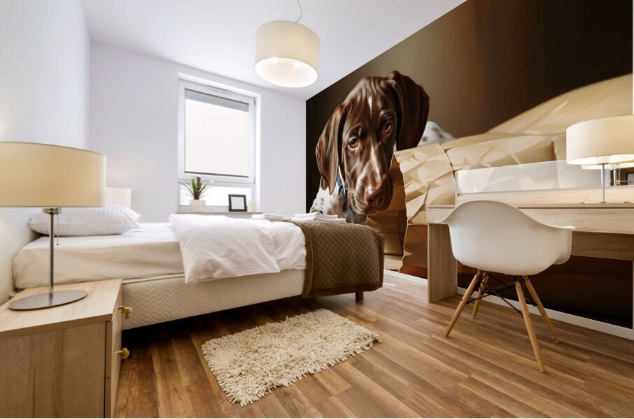 German Shorthaired Pointer Puppy Discovers Shopping Bag Impression murale