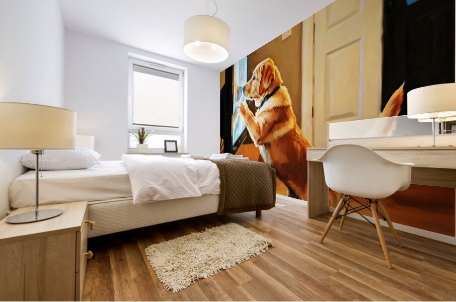 Labrador Puppy Discovers The Magic Television Screen Impression murale