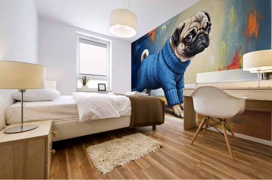 Pug Puppy Successfully Escapes Sleeve Mural print