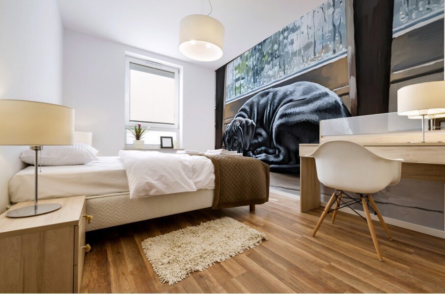 Brave Cane Corso Puppy Emerges From Hiding Mural print