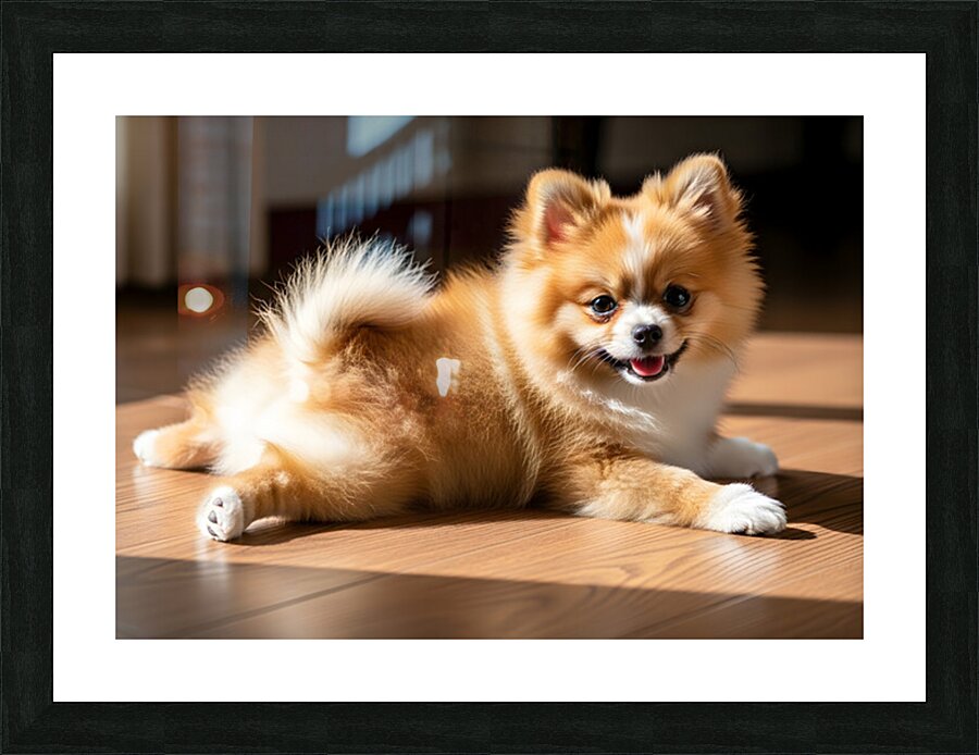 Pomeranian Puppy Returns To Beloved Sploot Position Impression et Cadre photo