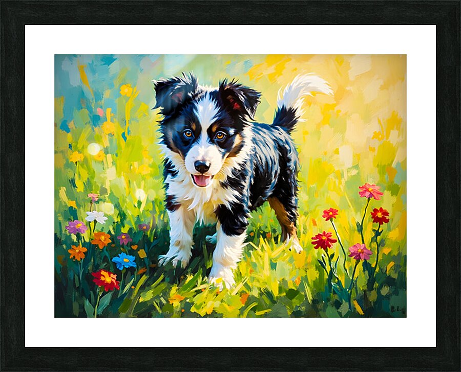 Border Collie Puppy Ready For Adventure Picture Frame print