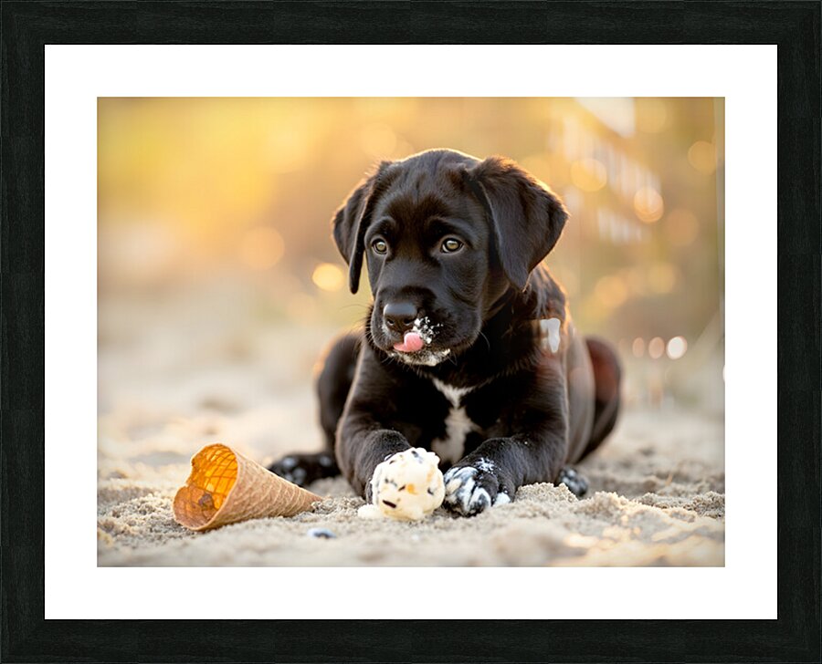 Happy Cane Corso Puppy Cleans Up After Ice Cream Adventure Picture Frame print