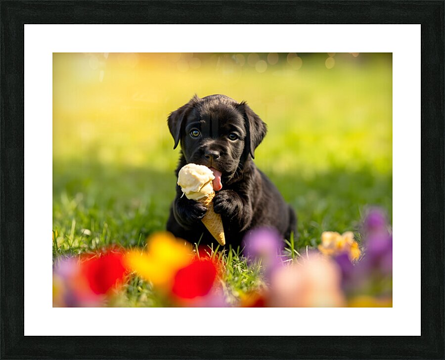 Cane Corso Puppy Discovers Sweet Ice Cream Treat Impression et Cadre photo