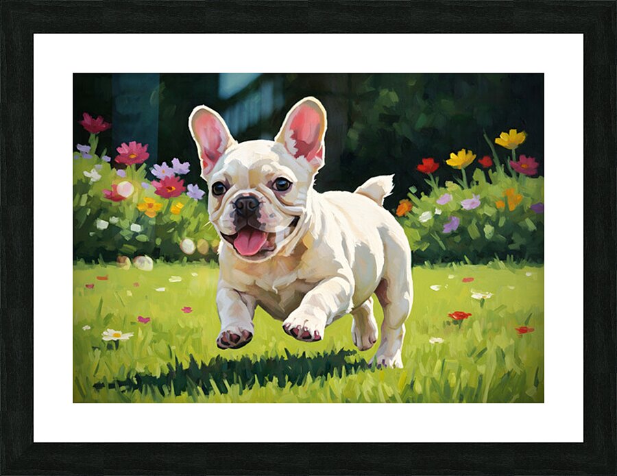 French Bulldog Puppy Running In Sunny Yard Impression et Cadre photo