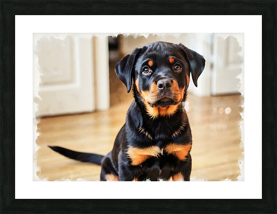 Eager Rottweiler Puppy Hopes For More Scratches Impression et Cadre photo
