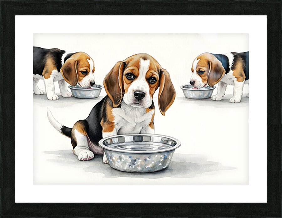 Beagle Puppy Satisfied After Drinking Water Picture Frame print