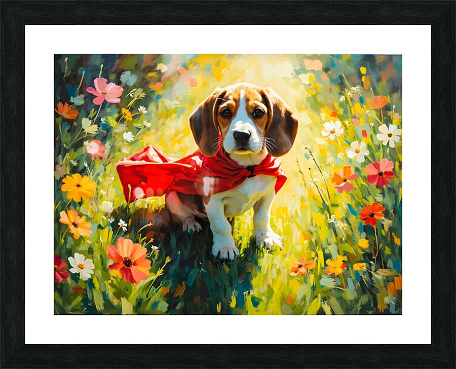 Beagle Puppy Discovers His Magic Cape Picture Frame print