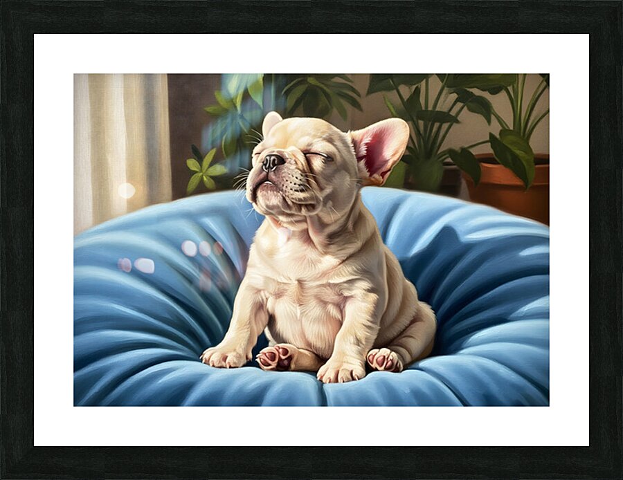 French Bulldog Puppy Sound Asleep Sitting Upright Impression et Cadre photo