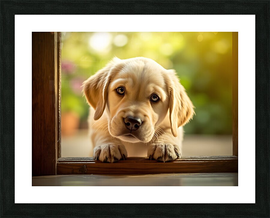 Curious Puppy Discovers Cat Flap Door Impression et Cadre photo