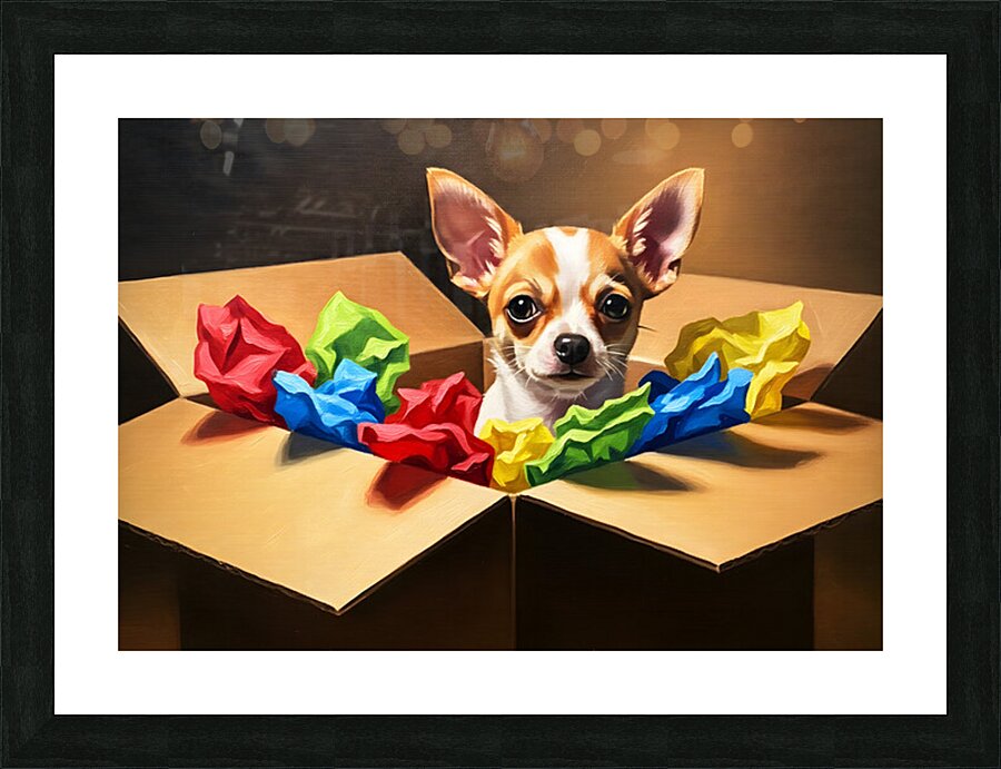 Chihuahua Puppy Naps After Christmas Present Adventure Picture Frame print
