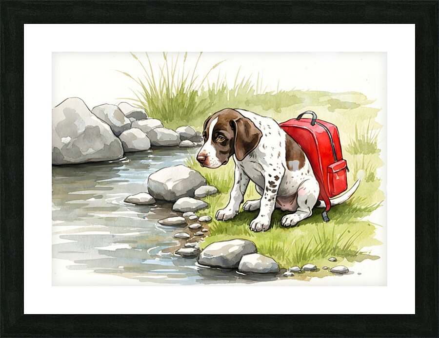 Adventurous German Shorthaired Pointer Puppy Rests After Day Of Exploring Picture Frame print