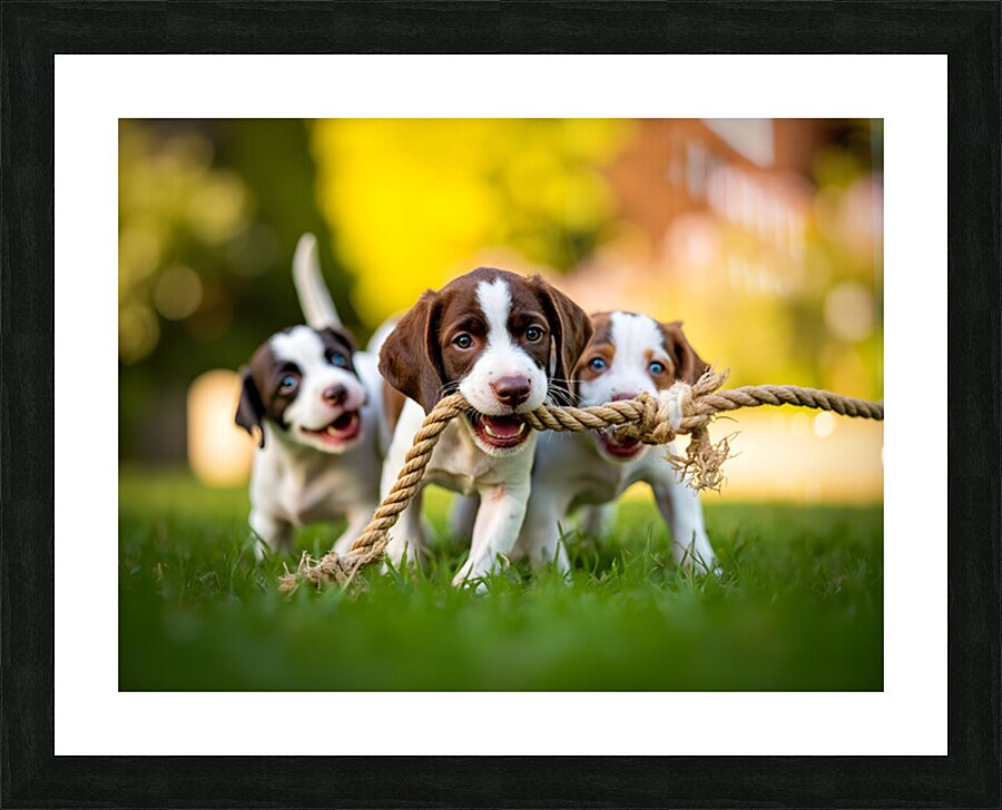 German Shorthaired Pointer Puppy Discovers Big Chew Toy Picture Frame print