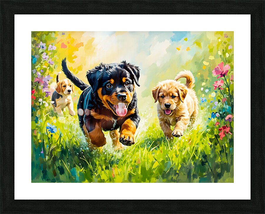 Rottweiler Puppy Ready To Play With Siblings Picture Frame print
