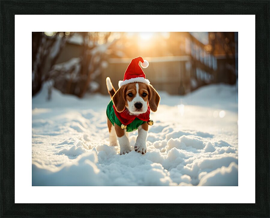 Beagle Puppy Gets Ready For Holiday Fun Impression et Cadre photo