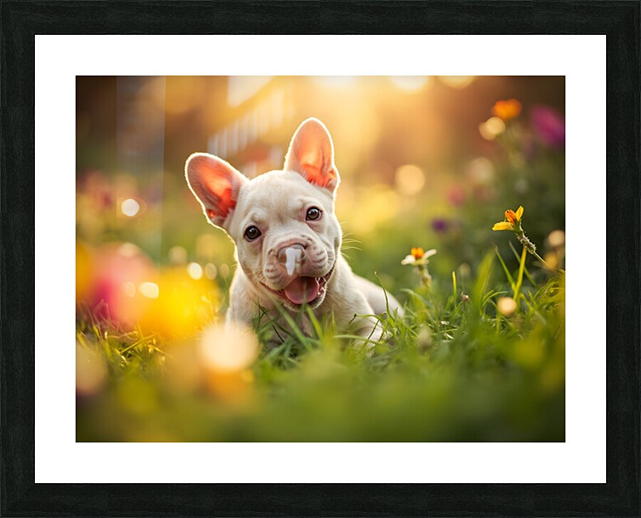 French Bulldog Puppys Cozy Evening Sploot By Fireplace Picture Frame print