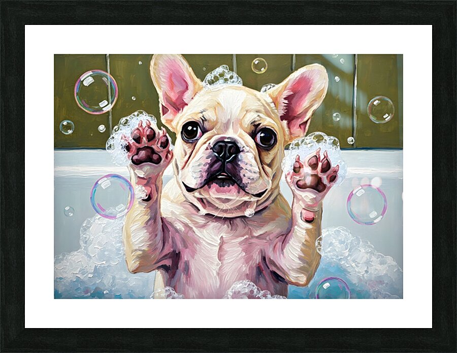 French Bulldog Puppys Bubble Bath Adventure Begins Impression et Cadre photo