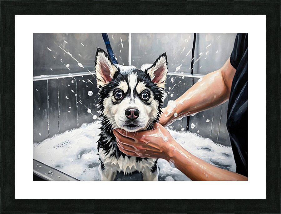 Proud Siberian Husky Puppy After First Professional Grooming Picture Frame print