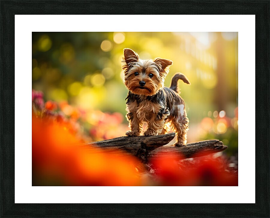 Yorkshire Terrier Puppy Naps After Stick Adventure Picture Frame print