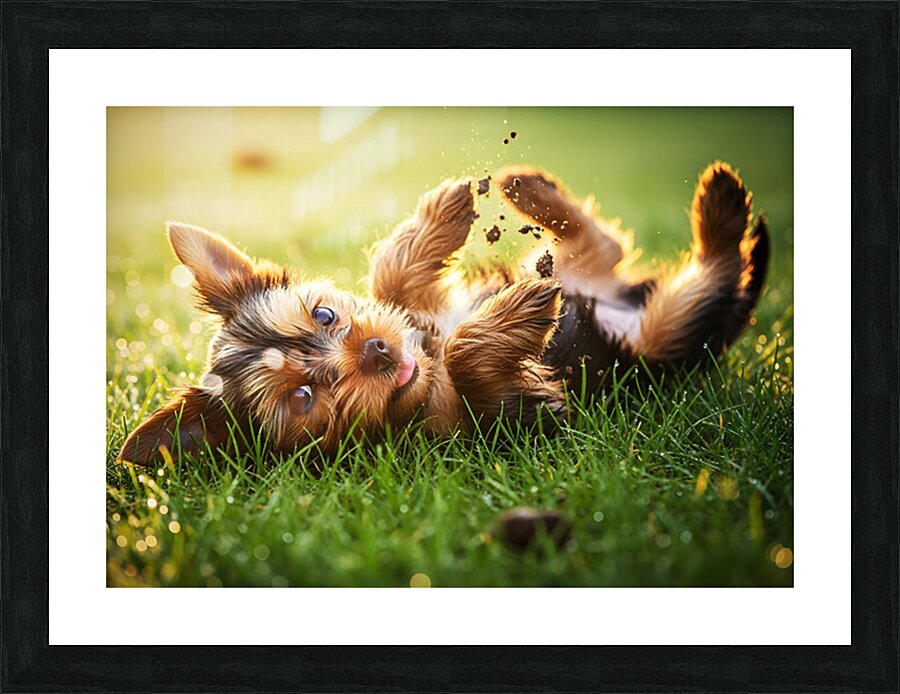 Tired Yorkshire Terrier Heads Home Picture Frame print