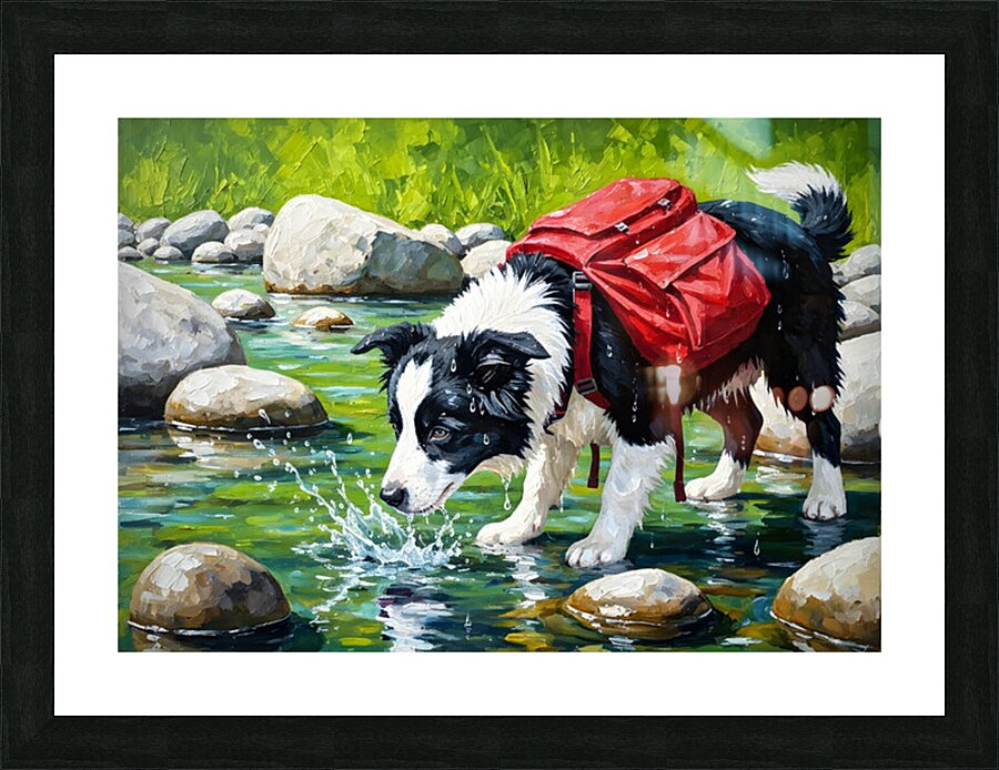 Sleepy Border Collie Puppy Rests Under The Oak Tree Impression et Cadre photo