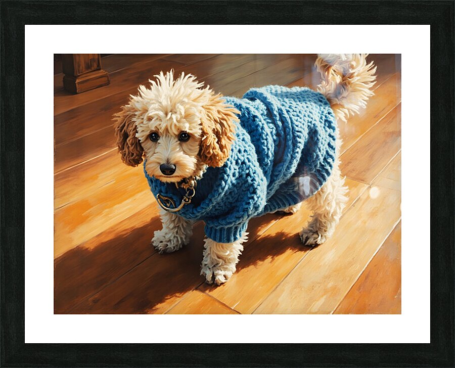 Poodle Puppy Finally Free From Sweater Picture Frame print