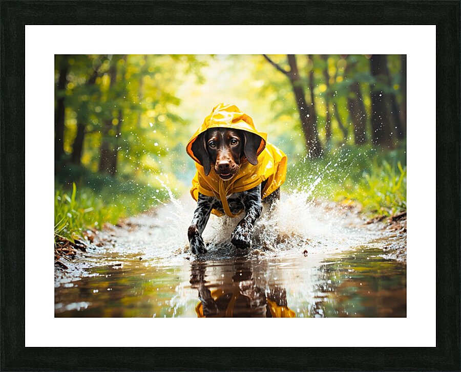 German Shorthaired Pointer Puppy Ready For Rainy Adventure Picture Frame print