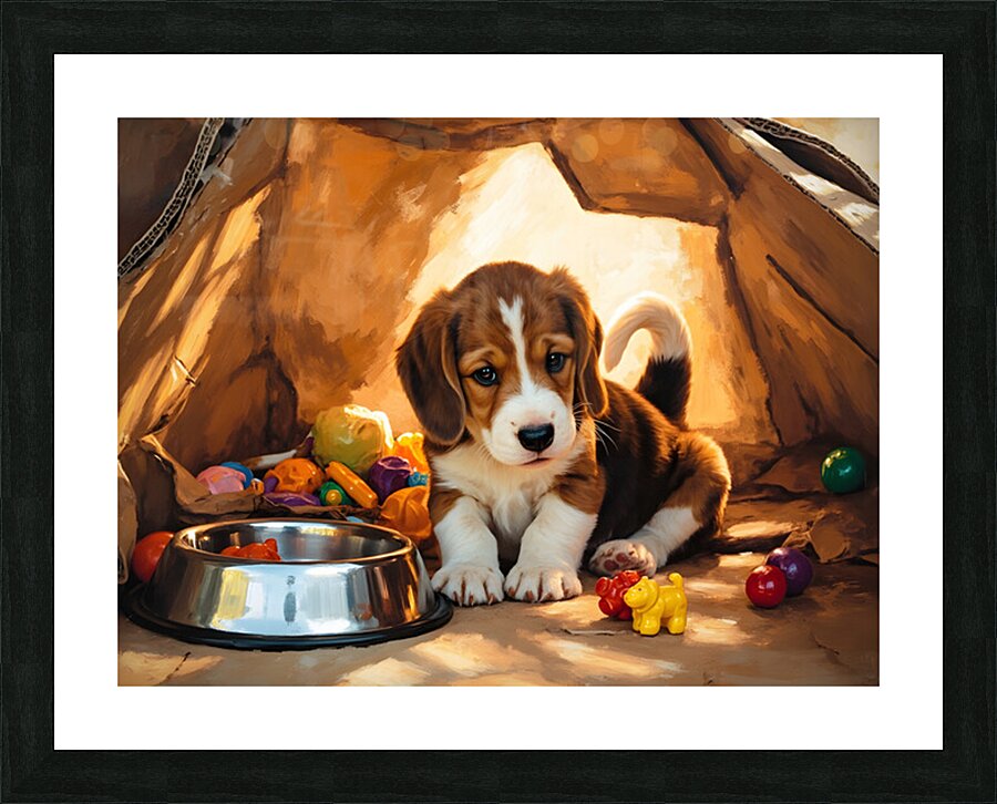 Beagle Puppy Discovers Perfect Hiding Spot Picture Frame print