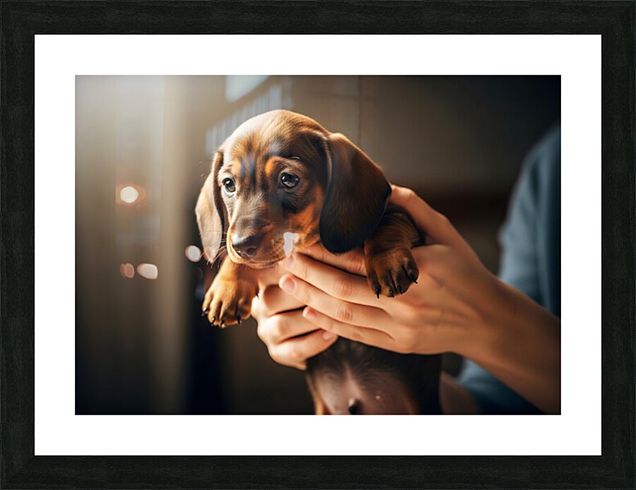 Dachshund Puppy Arrives At The Veterinary Clinic Picture Frame print