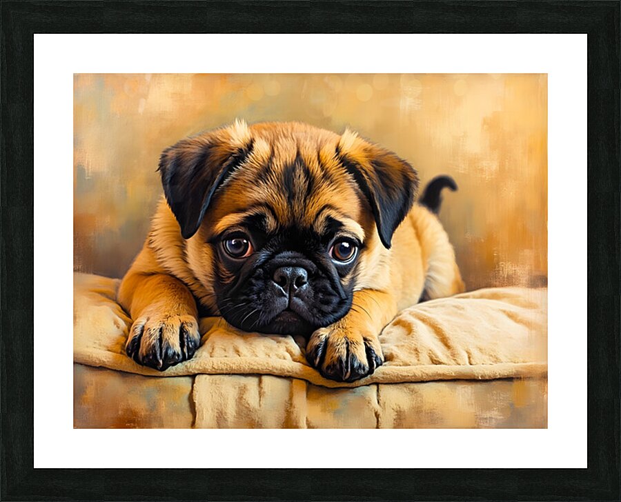 Pug Puppy Discovers The Amazing Moving Picture Box Impression et Cadre photo