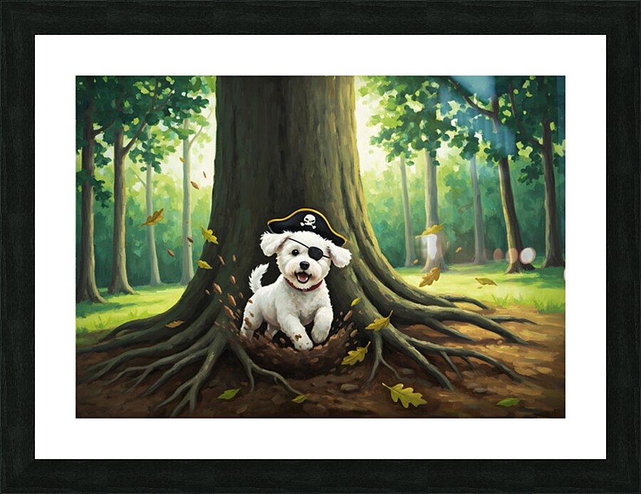 Successful Bichon Pirate Finds Amazing Treasure Chest Picture Frame print